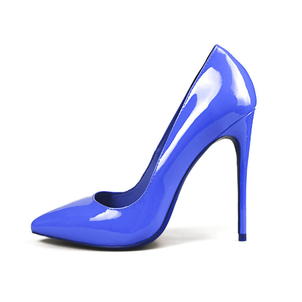 kadın mavi ayakkabılar beyaz üzerinde  - Fotoğraf, Görsel