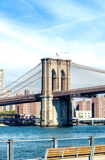 Γέφυρα του Brooklyn από το χώρο περιπάτου του Μπρούκλιν - Φωτογραφία, εικόνα