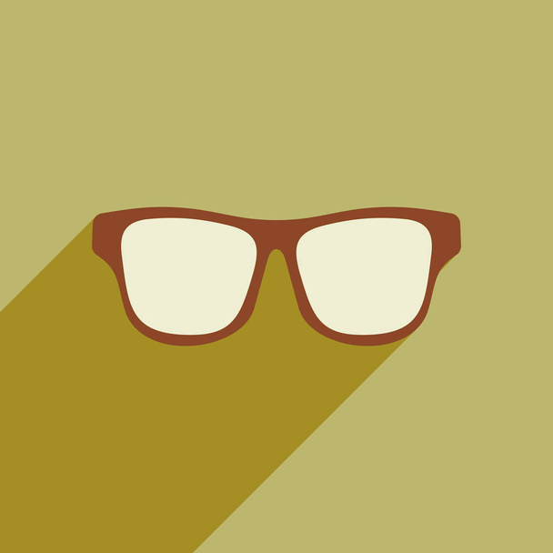 Flat style icon with long shadow glasses - Vector, Image