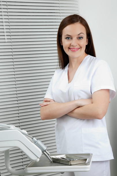 Happy Confident Female Dentist In Clinic - Foto, Imagem