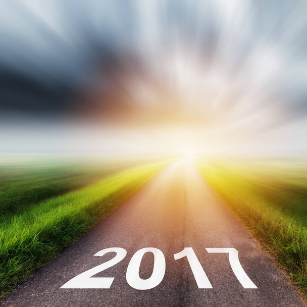 Empty asphalt road and New year 2017 concept. - Photo, Image
