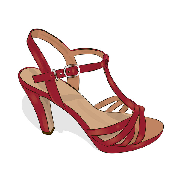 Sketch of women red shoe on a white background. Vector illustration. - Vektor, Bild
