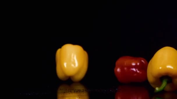 Pimentos coloridos sobre fundo branco
 - Filmagem, Vídeo