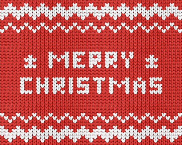 Knitted red Christmas pattern - Vector, Image