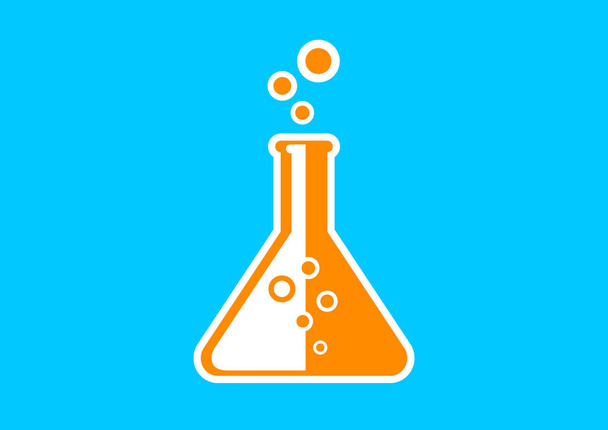 Ikona klepsydry pomarańczowy laboratorium na niebieskim tle - Wektor, obraz