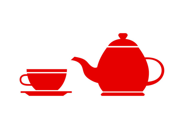 Çaydanlık ve beyaz arka plan üzerinde çay fincanı - Vektör, Görsel