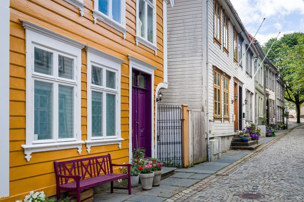 Old street of Bergen town, Norway - Foto, afbeelding