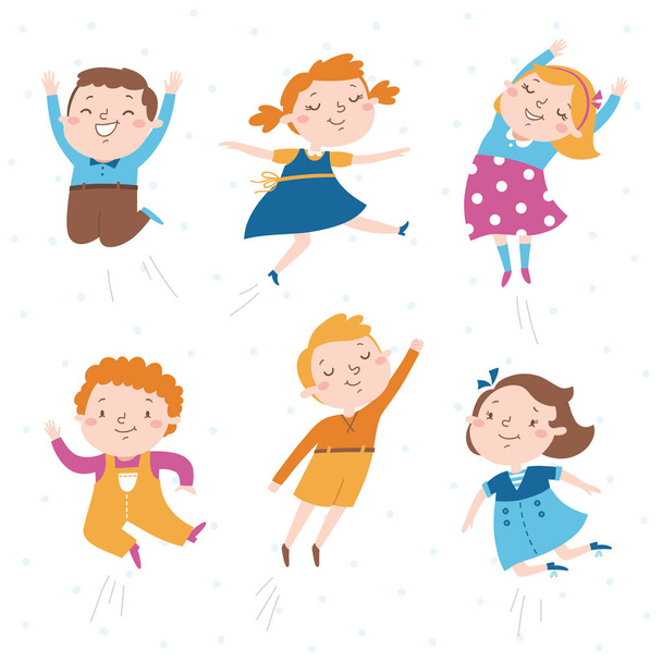 Happy kids jumping - Vector, Image