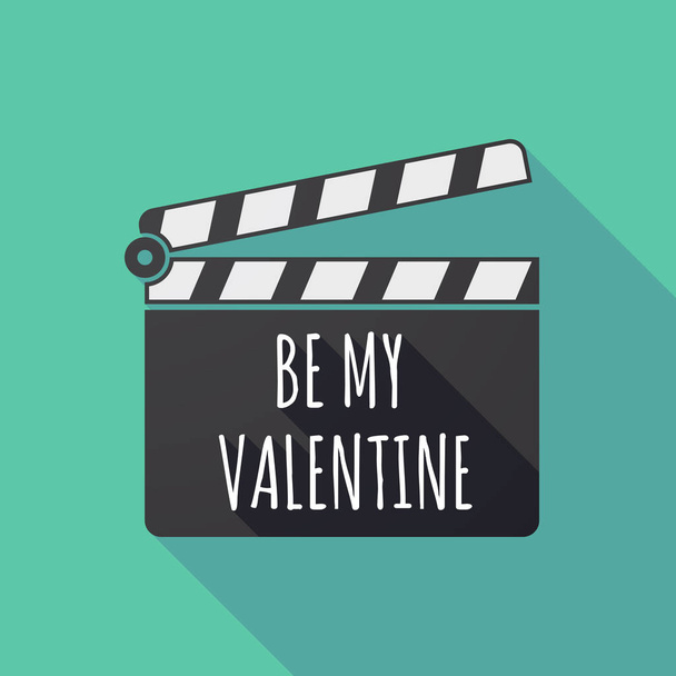 Długi cień deska klakier z tekstem Be My Valentine - Wektor, obraz