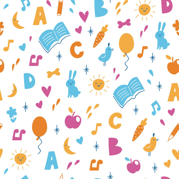 Cute colorful children's seamless pattern - Vector, Image