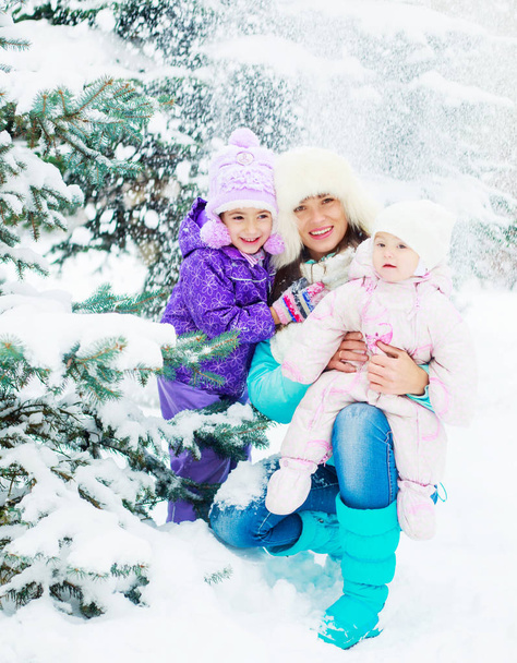 mother and daughters outdoor - Photo, image