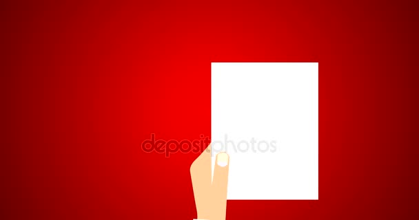 Dokument prawny umowy i porozumienia Symbol stempel na animacji wektorowych płaskie 4k Biała Księga w kolorze czerwonym - Materiał filmowy, wideo