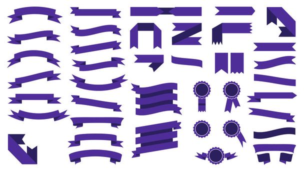 Conjunto de hermosas cintas violetas de colores festivos. Ilustración vectorial
 - Vector, Imagen