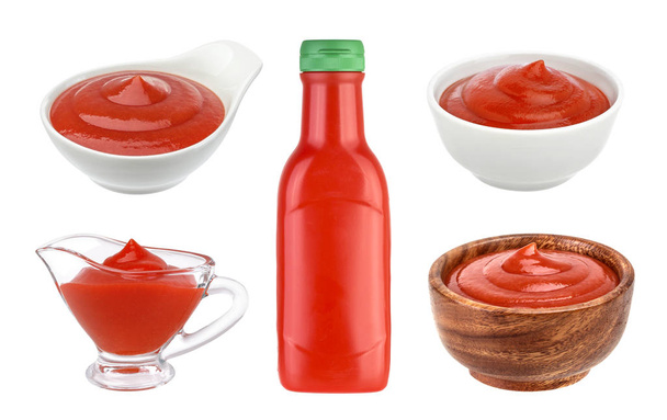 Tomato ketchup isolated on white background. - Photo, Image