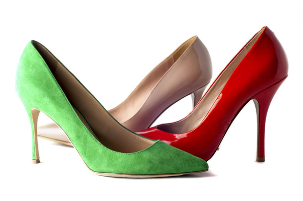 bright, multicolored female shoes on high heels - Photo, Image