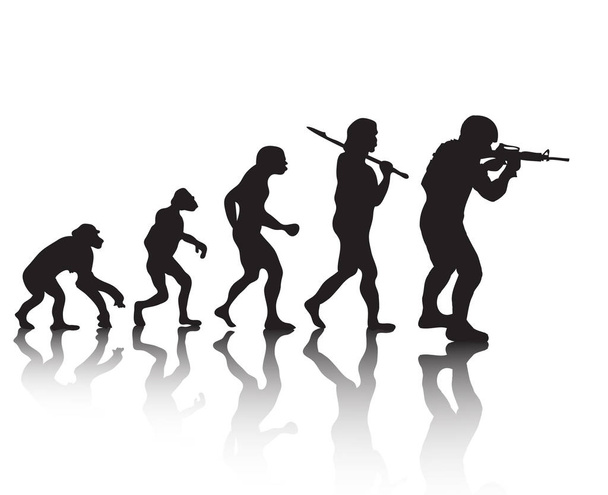 La evolución, la gente silueta. La teoría de Darwin. Ilustración vectorial
 - Vector, Imagen