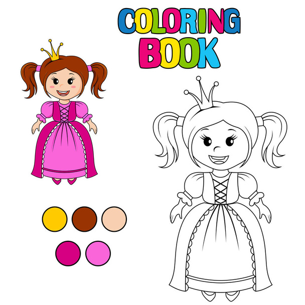  Coloring book with princess - Vektor, obrázek