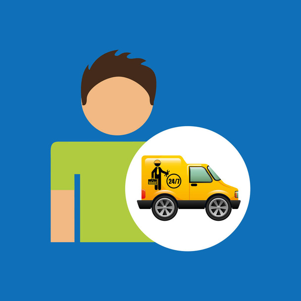 man car mechanic service icon graphic - Vector, Image