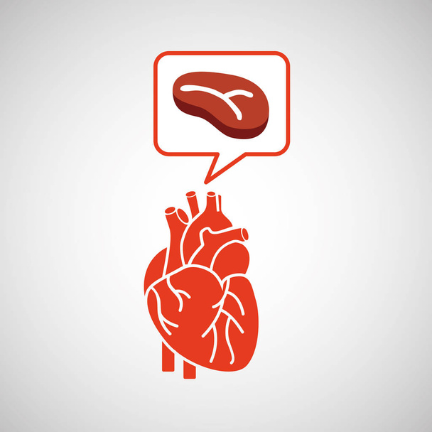 concept gezond hart vlees eten pictogram - Vector, afbeelding
