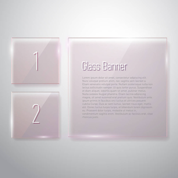 Set of transparent reflecting square glass banners - Wektor, obraz