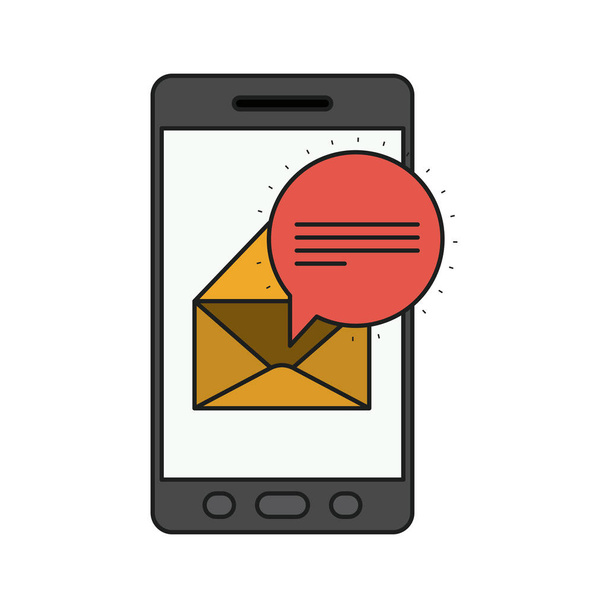 Envelope and smartphone of communication design - Vector, Image