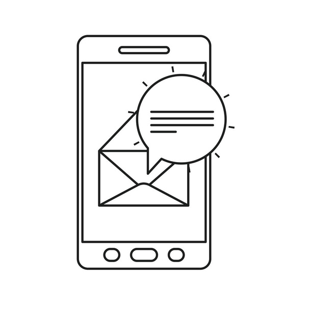 Envelope and smartphone of communication design - Vector, Image
