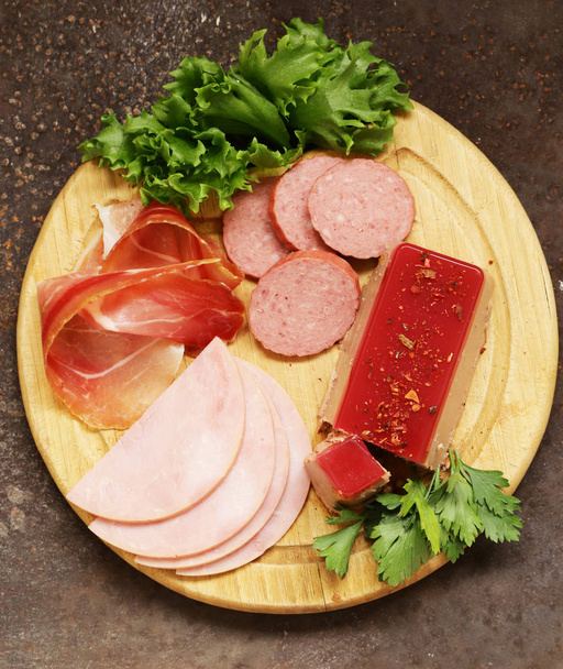 Assorted deli meats - ham, salami, parma, prosciutto, pate - Photo, Image