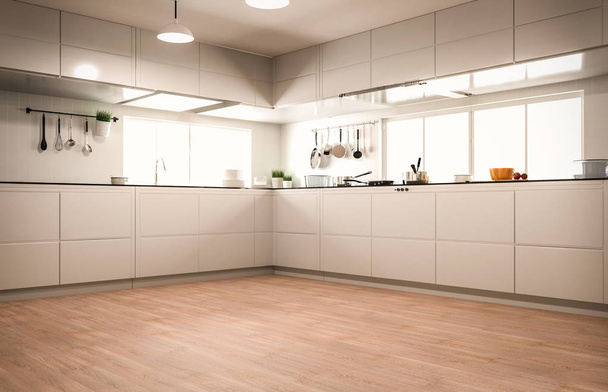 cocina interior con suelo de madera
 - Foto, imagen