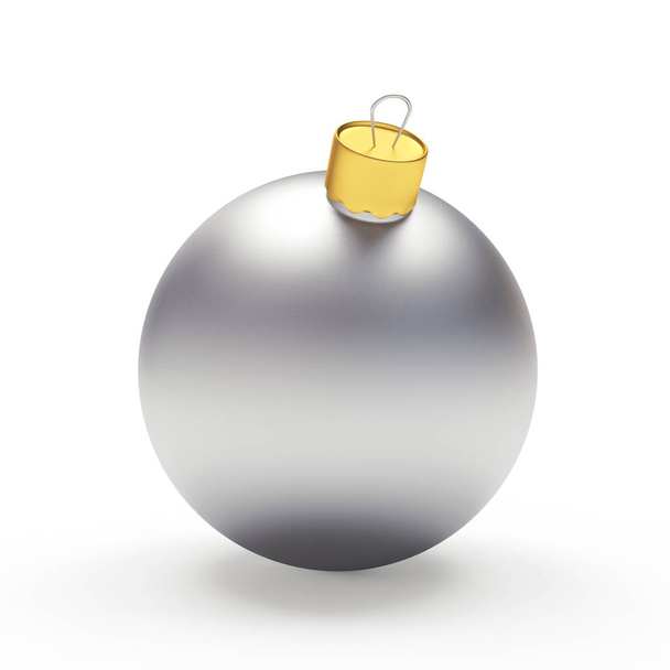 Silver Christmas ball on white  - Foto, afbeelding