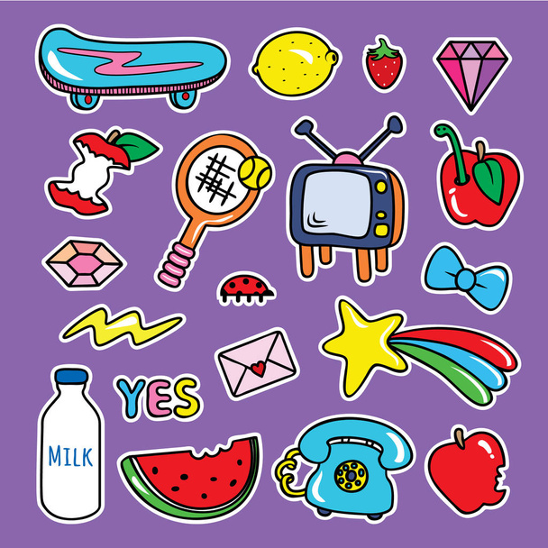 Stickers collecties in pop-art stijl - Vector, afbeelding