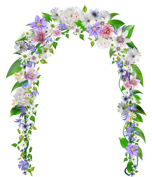 wedding arch flowers vector - Vecteur, image