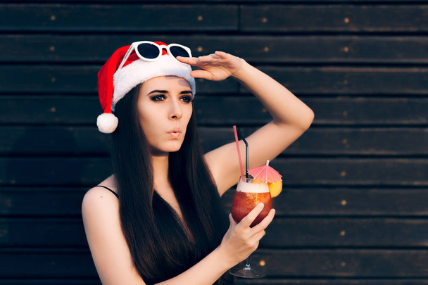 Girl looking for Someone at a Christmas Party - Foto, Imagem