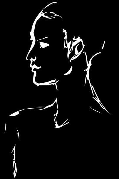 sketch of the profile of a young woman - Vector, Image