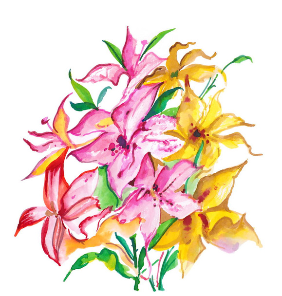 Барвистий акварель Ексклюзивні квіти
  - Фото, зображення
