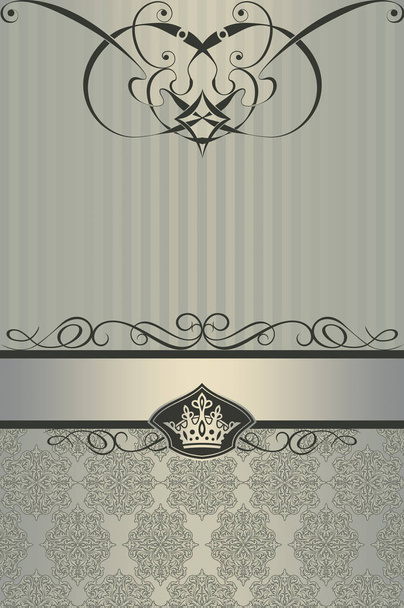 Retro background with decorative border and patterns. - Zdjęcie, obraz