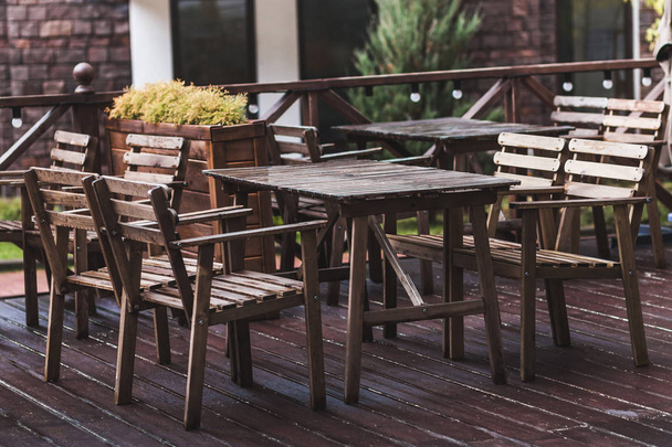 Outdoor cafe terrace with furniture - Photo, Image