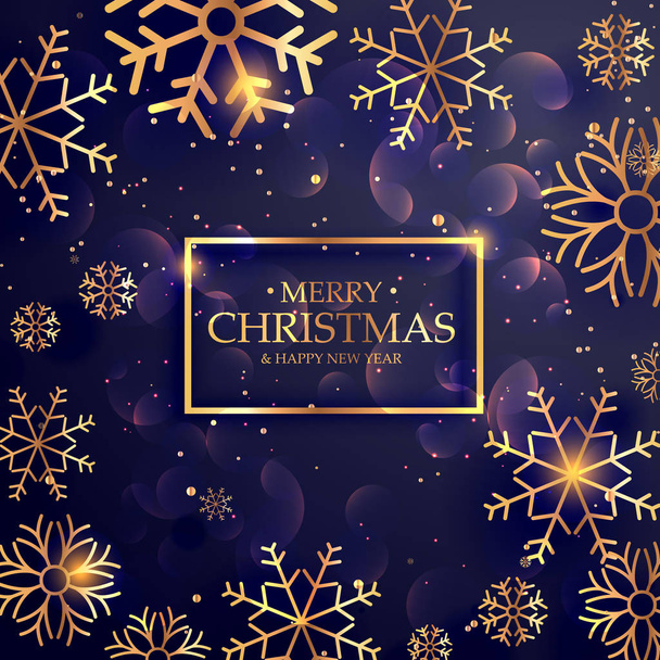 beautiful purple background with golden snowflakes for merry chr - Vektör, Görsel