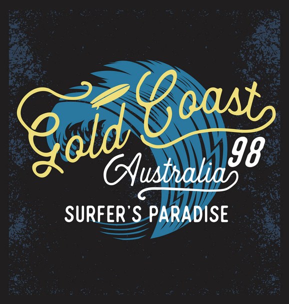 Surfing print of gold coast - Vector, Image