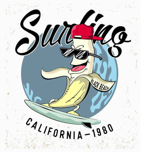 Surfing logo with banana - Vector, Image