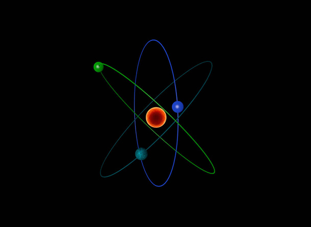 Атомная структура с горячим ядром и электронами на орбитах
 - Фото, изображение