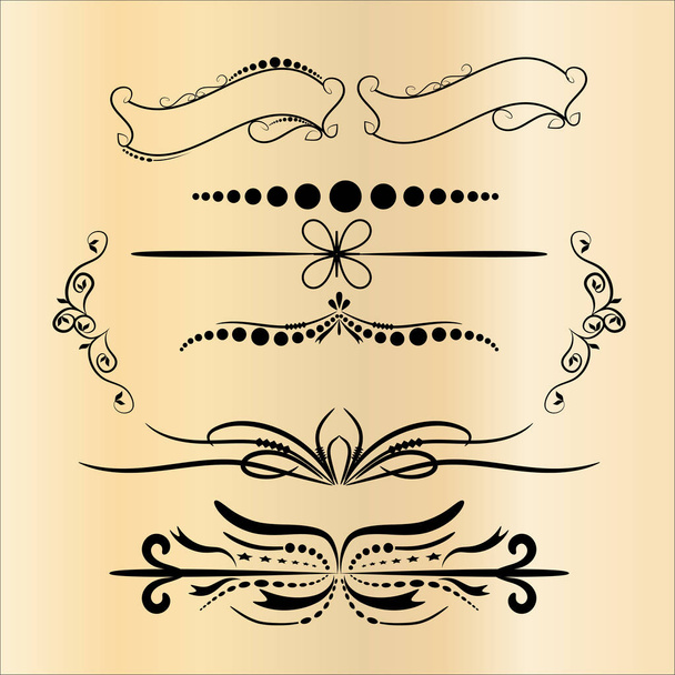 Vintage Decorations Elements Flourishes Calligraphic Ornaments and Frames - Vector, Image