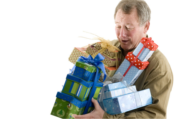 homem com presentes presentes
 - Foto, Imagem