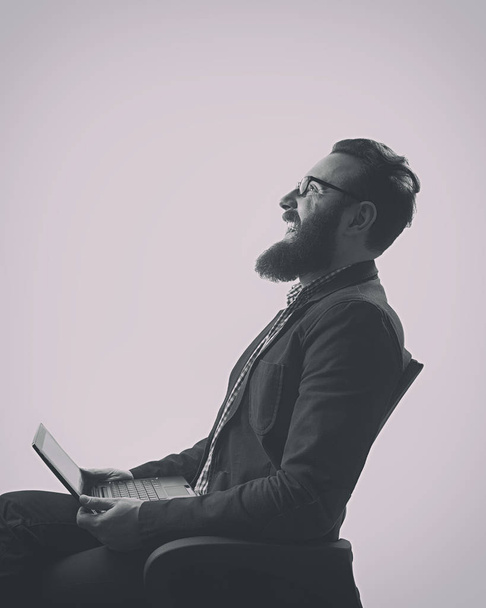  Portrait of a bearded, laughing man - Photo, Image