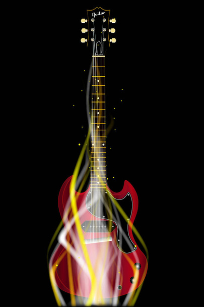 Égő szilárd elektromos gitár - Vektor, kép