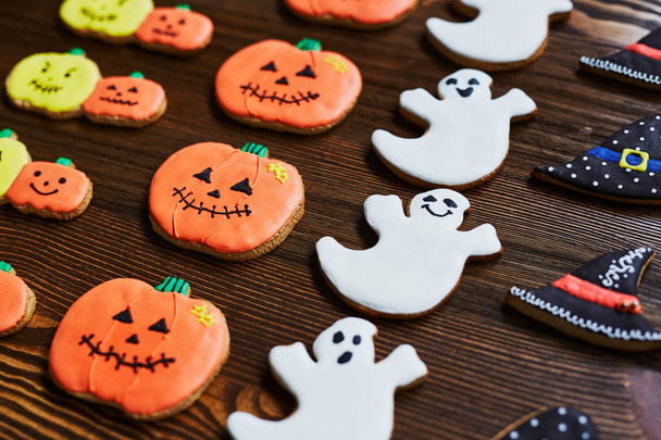 Rows of Halloween biscuits - Photo, image