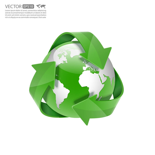 Global recyklingu, strzałka wokół globe.vector - Wektor, obraz