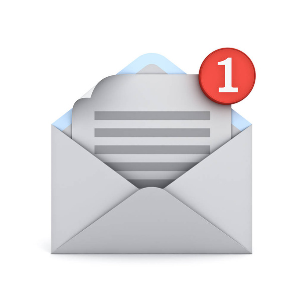 Notificación de correo electrónico un nuevo mensaje de correo electrónico en el concepto de bandeja de entrada aislado en fondo blanco con sombra
 - Foto, imagen