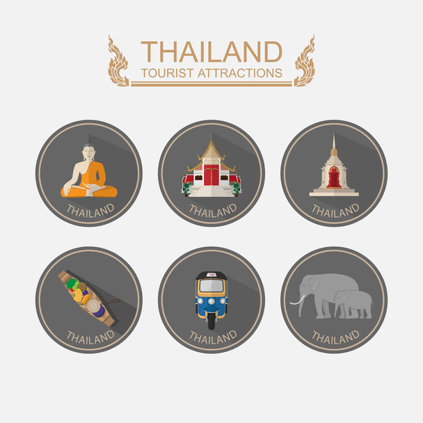 Набір значок Таїланд подорожі. Вектор - Вектор, зображення