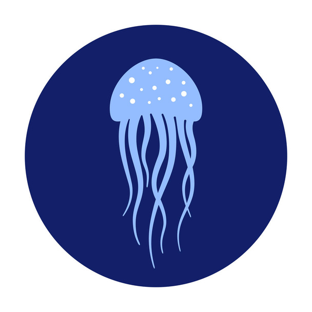 Jellyfish under water icon. Marine life - Vetor, Imagem