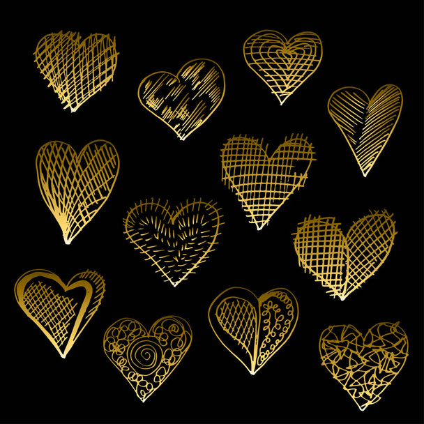 golden hearts set - Вектор, зображення